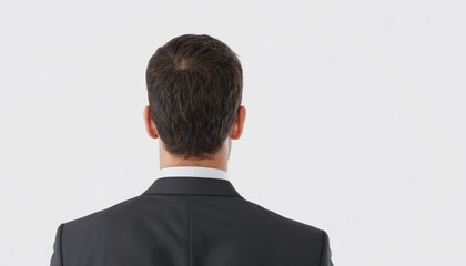 Back View of a Businessman in a Suit on a White Background