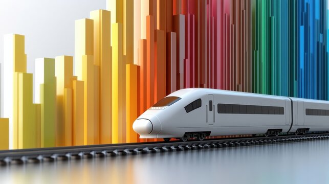 A colorful bar graph showing the reduction in travel time with high-speed rail -