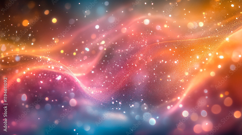 Poster colorful abstract wave with sparkling lights flowing in a vibrant display