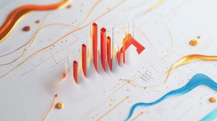 Obraz premium Abstract white background with Colorful charts and graphs with statistics to innovative analyze business potential and forecast future development of companies growth.