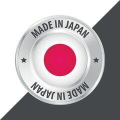Made in Japan badge logo flag sticker 3d vector illustration isolated on white
