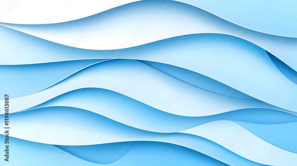 Poster Blue gradient backdrop with layered translucent elements, creating a serene and modern visual atmosphere, suitable for digital designs or presentations.