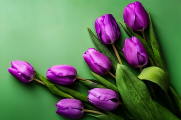 Violett Blühende Tulpen auf Pastell grünem Hintergrund