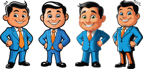 Naklejka premium set of business cartoon character design vector illustration white background