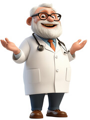 Illustration depicting a cartoon character by profession: doctor - man in a white medical coat, isolate on a white background