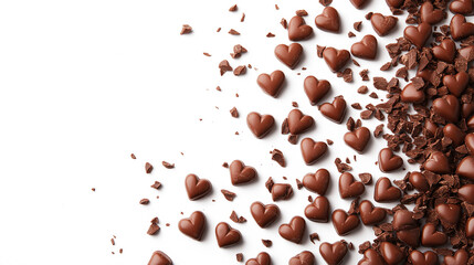 Broken milk chocolate heart-shaped candy isolated on a white background
