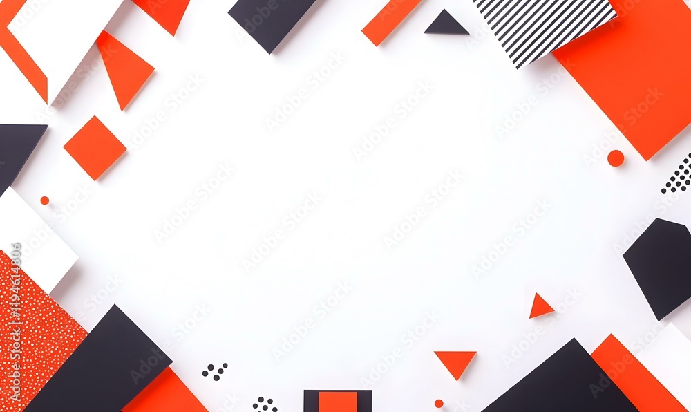 Aufkleber vibrant abstract composition, a dynamic interplay of orange and red geometric shapes creating a live