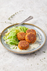 Vegan Patties with Cabbage and Mustard Sauce