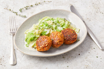 Vegan Patties with Cabbage and Mustard Sauce