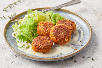 Vegan Patties with Cabbage and Mustard Sauce