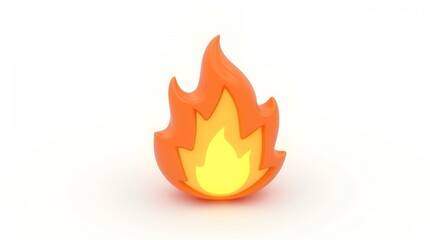 3D Render of a Cartoon Fire Flame Icon