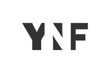 YNF logo design. Initial letter Y N F bold font style for tech startups, consulting, corporate branding. Creative company name, headlines typography identity, trendy logotype.
