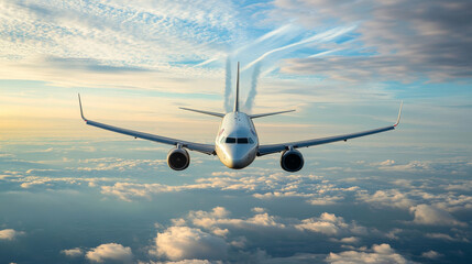 Obraz premium White smoke trail of jet, plane or rocket flight. Airplane contrails in air, spray of fog or steam flow from spaceship takeoff isolated on black background, vector realistic set