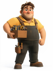 Illustration depicting a cartoon character by profession: plumber, isolated on a white background