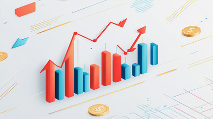 Obraz premium Abstract white background with Colorful charts and graphs with statistics to innovative analyze business potential and forecast future development of companies growth.