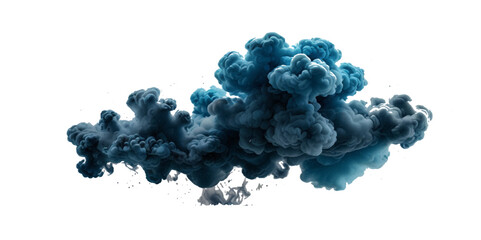Acrylic blue color in water. Ink blot. Abstract transparent background.