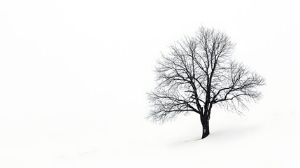 Fototapeta premium Lone Tree Stands in Winter's Embrace