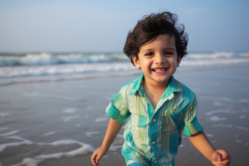 Pakistani kid beach photography portrait.