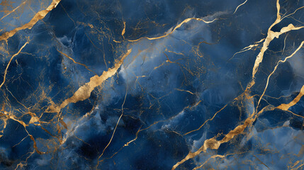 Fototapeta premium Marble background in shades of dark blue and gold