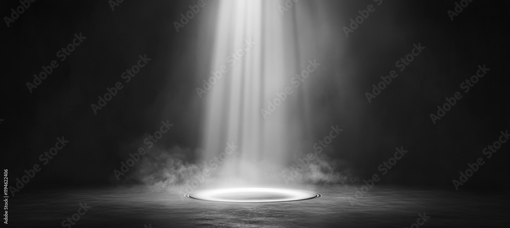 Poster mysterious spotlight illuminating a hazy circle