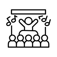 concert crowd icon, concert crowd line art - simple line art of concert crowd, perfect for concert crowd logos and icons and themed design 