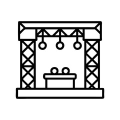 concert stage icon, concert stage line art - simple line art of concert stage, perfect for concert stage logos and icons and themed design 