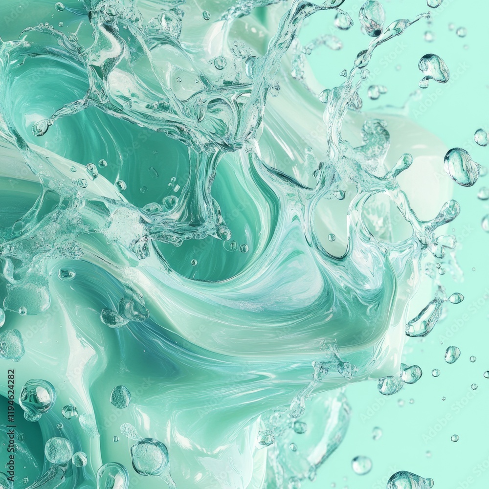 Poster dynamic water droplets creating crystal-like splashes in motion