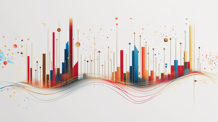 Abstract white background with Colorful charts and graphs with statistics to innovative analyze business potential and forecast future development of companies growth.