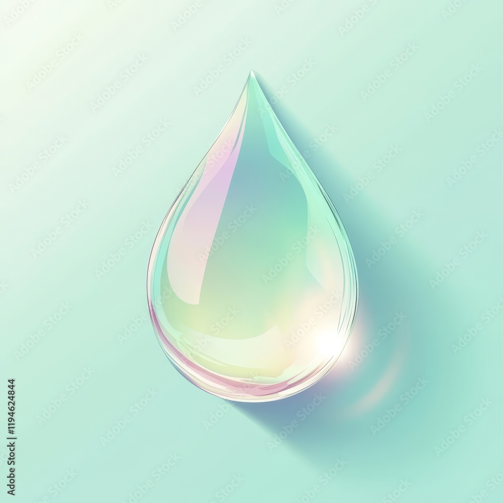 Poster soft glowing liquid drop design with subtle shadows and light effects