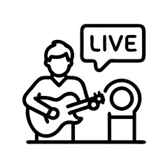 live acoustic session icon, live acoustic session line art - simple line art of live acoustic session, perfect for live acoustic session logos and icons and themed design 