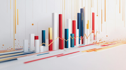 Obraz premium Abstract white background with Colorful charts and graphs with statistics to innovative analyze business potential and forecast future development of companies growth