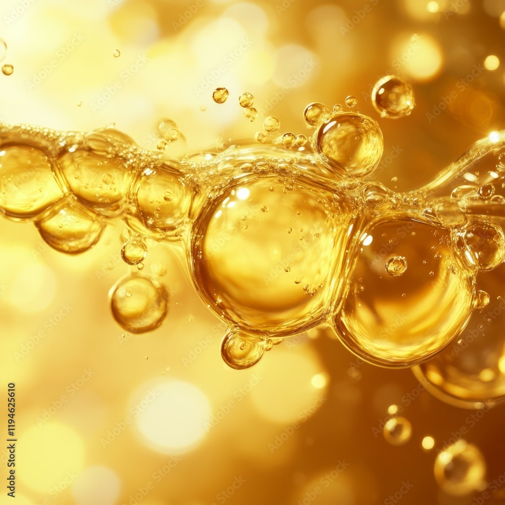 Poster Abstract Golden Yellow Bubbles Overlapping in Dynamic Composition