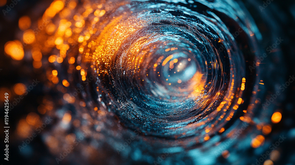 Poster swirling patterns of light in a vibrant, dynamic tunnel of energy and color