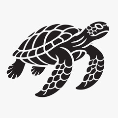 Silhouette Vector Art of a Graceful Turtle