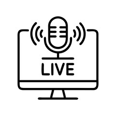 live recording icon, live recording line art - simple line art of live recording, perfect for live recording logos and icons and themed design 