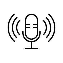 microphone with sound waves icon, microphone with sound waves line art - simple line art of microphone with sound waves, perfect for microphone with sound waves logos and icons and themed design 