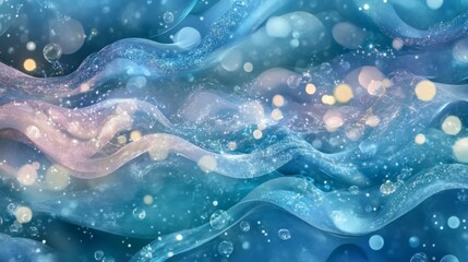 Gentle Waves with Sparkling Bubbles and Aquatic Textures