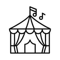 music festival tent icon, music festival tent line art - simple line art of music festival tent, perfect for music festival tent logos and icons and themed design 