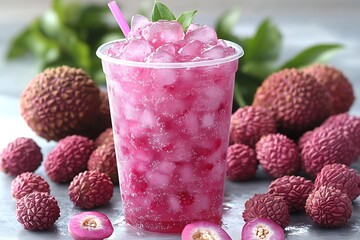 Refreshing Lychee Ice Drink With Fresh Fruit