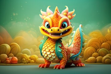Cute chinese dragon background cartoon representation creativity.