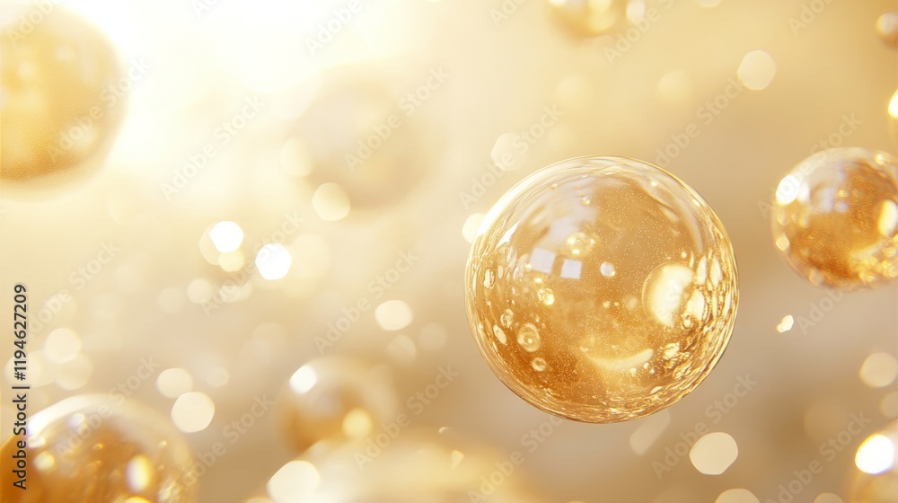 Poster golden bubbles in soft light creating an artistic background