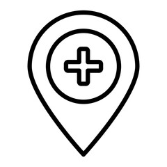 Obraz premium Hospital Locator Vector Line Icon Design