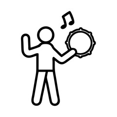 singer with tambourine icon, singer with tambourine line art - simple line art of singer with tambourine, perfect for singer with tambourine logos and icons and themed design 