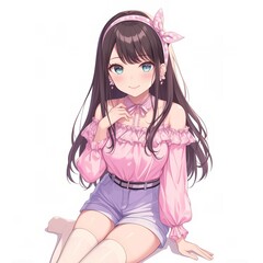 アニメ調の美少女の切り抜き用素材