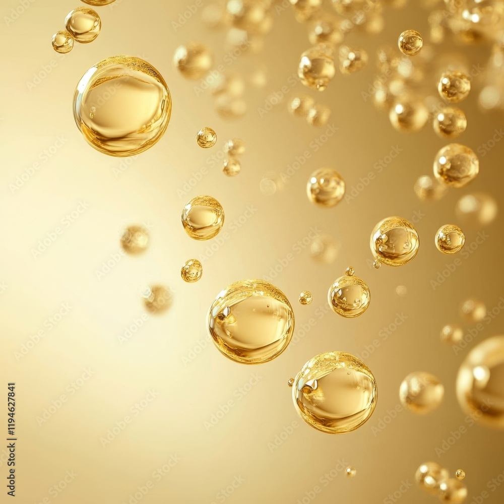 Aufkleber luminous golden bubbles floating harmoniously on a soft background
