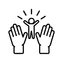 standing ovation icon, standing ovation line art - simple line art of standing ovation, perfect for standing ovation logos and icons and themed design 