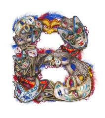 Letter B made of carnival mask