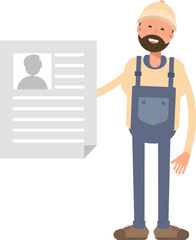 Worker Character Holding Job Application Document
