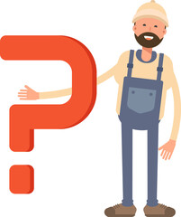 Worker Character and Question Mark
