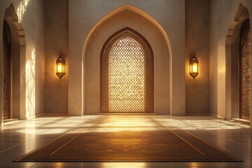 Majestic sunlit archway interior cultural heritage site architectural design serene atmosphere wide angle timeless elegance